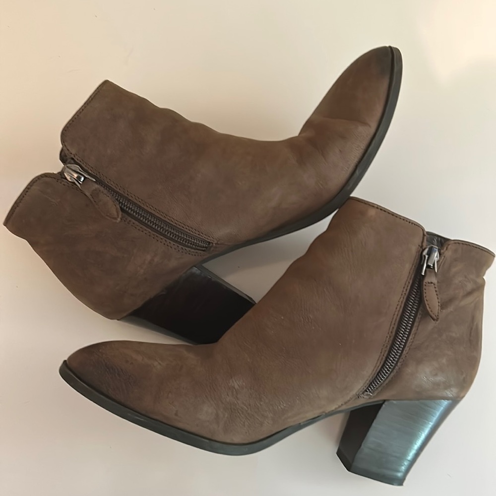 Brown suede heeled boots by Franco Sarto The Artist Collection